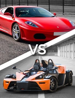 Jazda Ferrari F430 vs KTM X-Bow