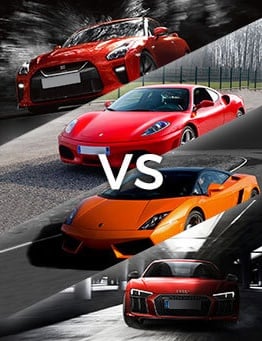 Audi R8 vs Ferrari F430 vs Lamborghini Gallardo vs Nissan GTR