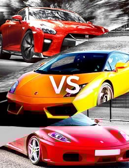Ferrari F430 vs Lamborghini Gallardo vs Nissan GTR